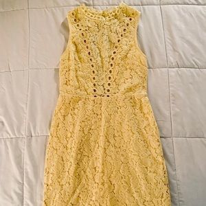 Women’s Medium Yellow Lace Dress, Open Back